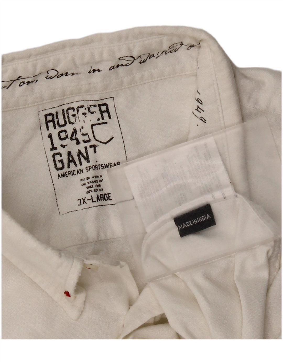 Gant Herrenhemd 3XL aus weißer Baumwolle