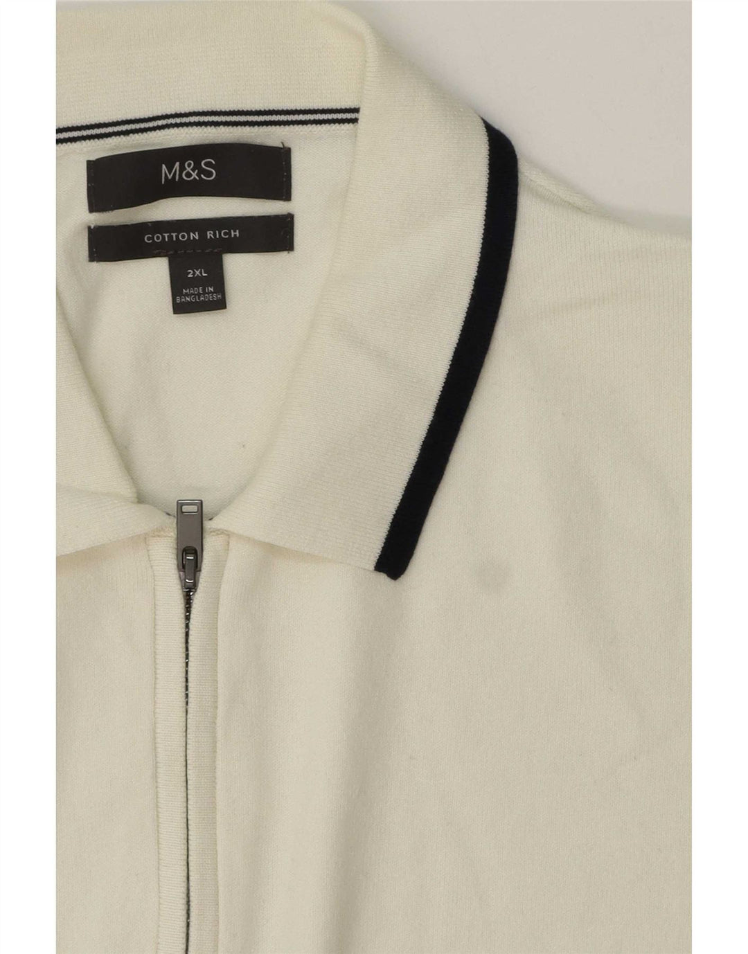 Marks & Spencer Herren-Pullover mit Rollkragen, 2XL, weiß gestreift