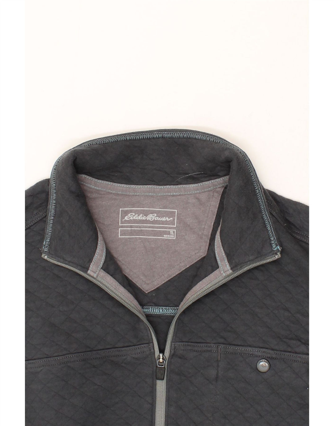 EDDIE BAUER Mens Zip Neck Sweatshirt Jumper Large Black Cotton Vintage Eddie Bauer and Second-Hand Eddie Bauer from Messina Hembry 