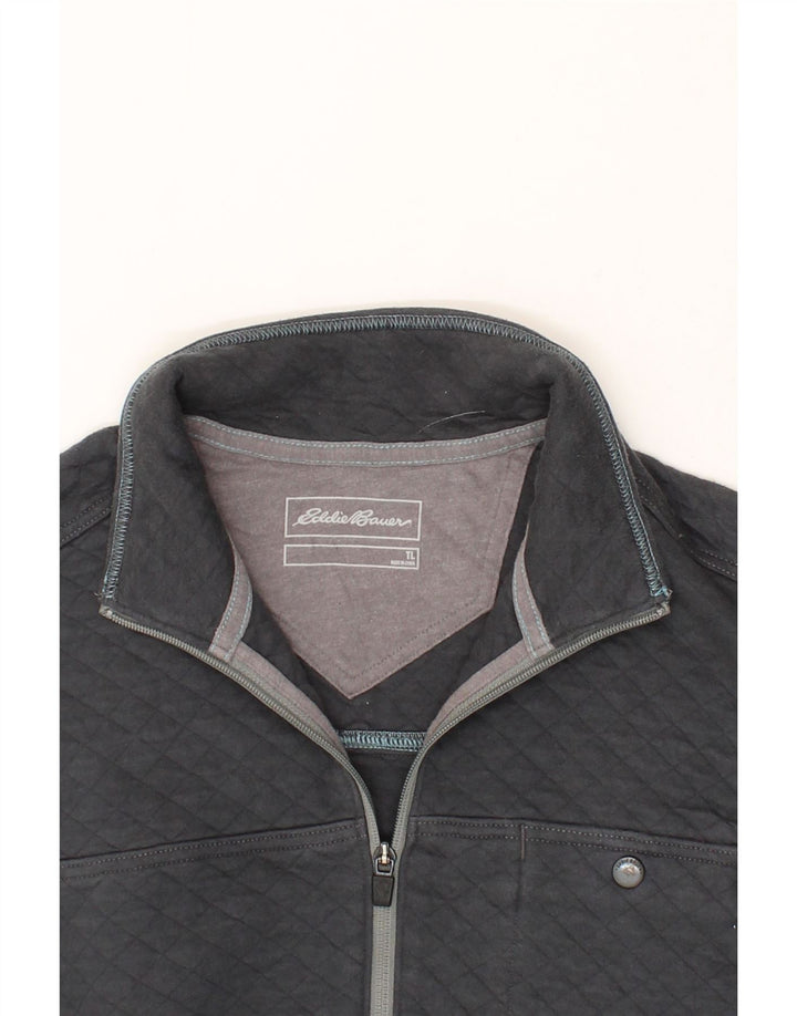 EDDIE BAUER Mens Zip Neck Sweatshirt Jumper Large Black Cotton Vintage Eddie Bauer and Second-Hand Eddie Bauer from Messina Hembry 