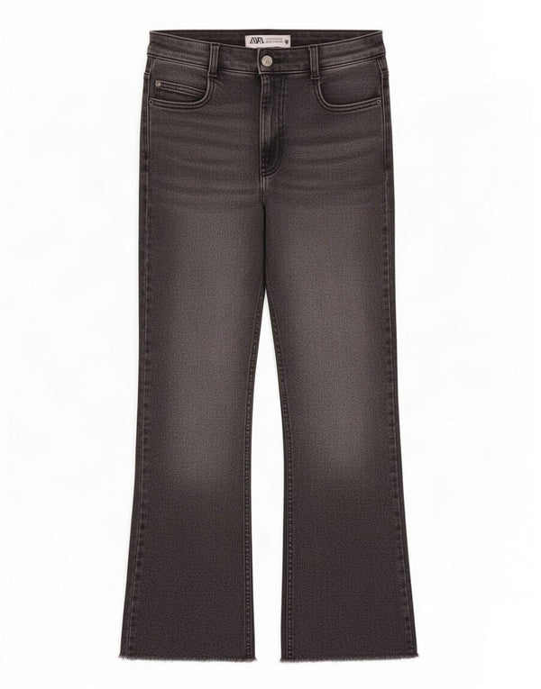 Zara Damen Bootcut Jeans EU 38 Small W28 L26 Grau
