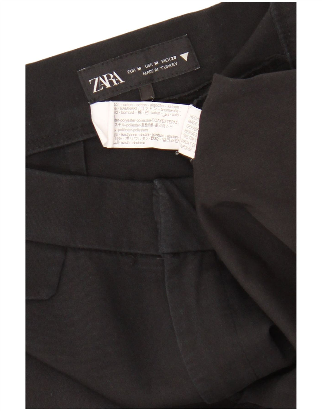 Zara Damen Bootcut-Hose, mittelgroß, W28, L25, schwarze Baumwolle