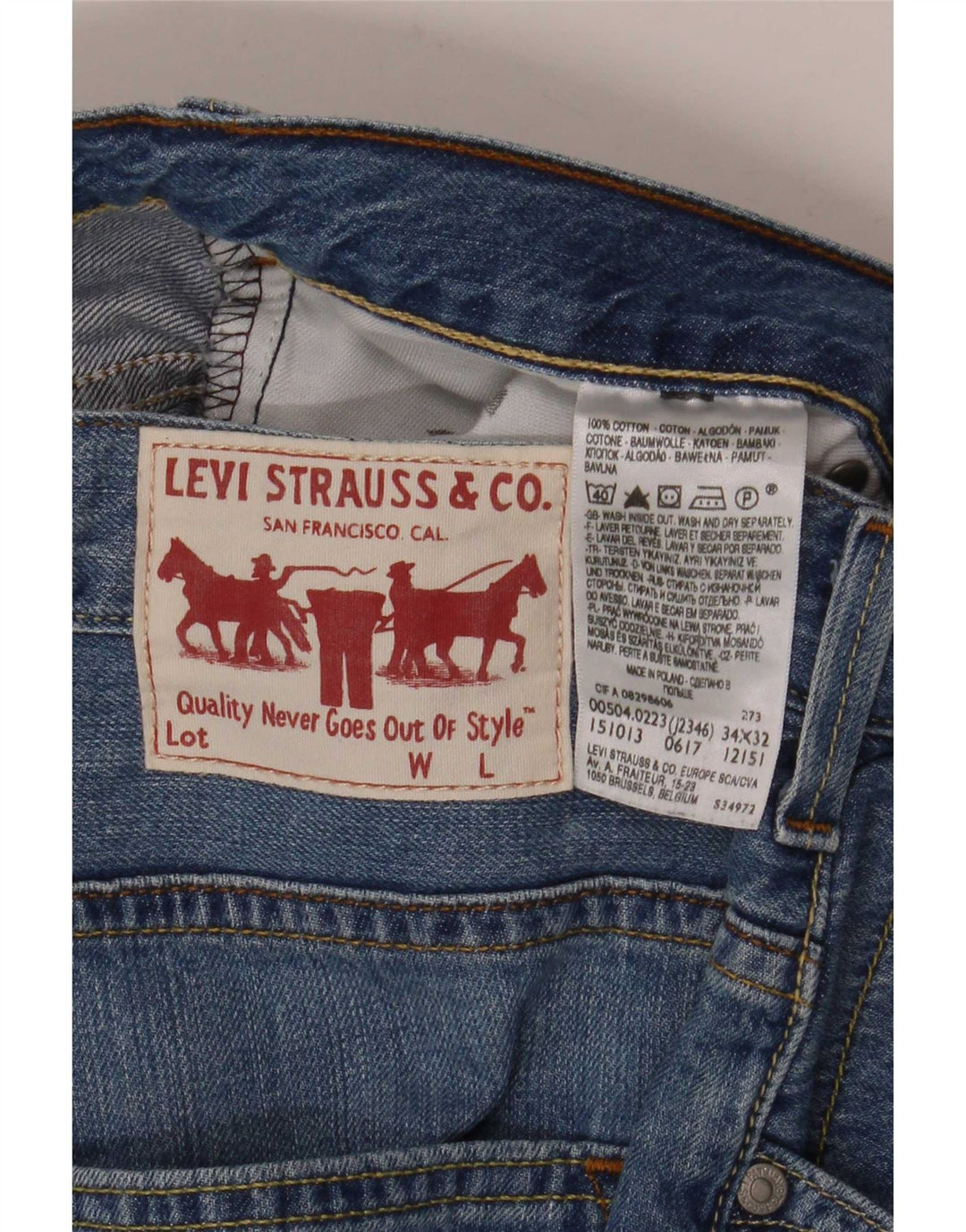 Levi's Herren Straight Jeans W34 L32 Blaue Baumwolle