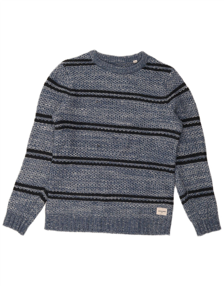 Jack & Jones Herren-Pullover mit Rundhalsausschnitt, groß, blau gestreift, Acryl