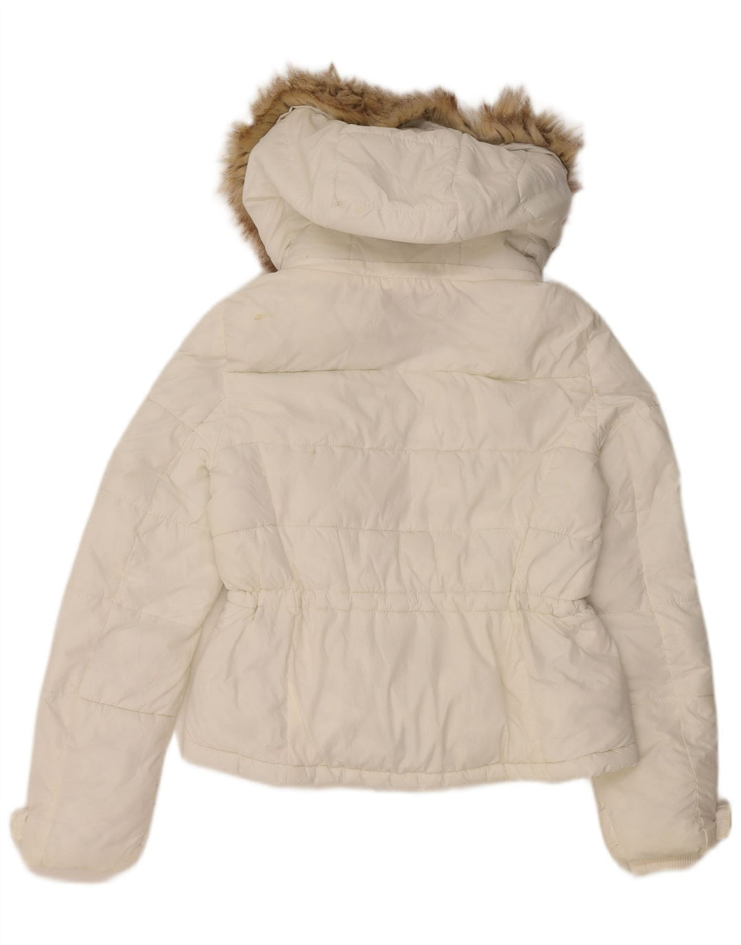 Zara Damen-Jacke mit Kapuze, wattiert, Gr. 10, Größe S, Weiß, Polyamid