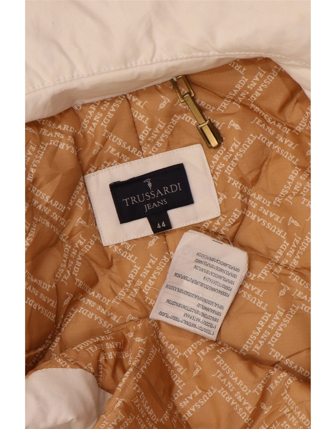 Trussardi Jeans Damen Wattierter Mantel IT 44 Mittelweiße Baumwolle