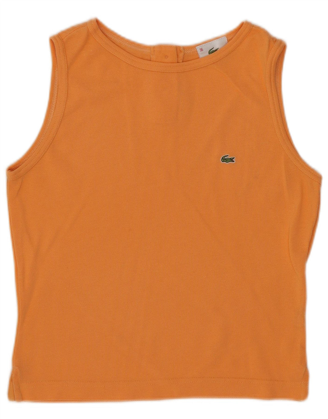 Lacoste Damen Crop Vest Top Größe 36 Small Orange Baumwolle