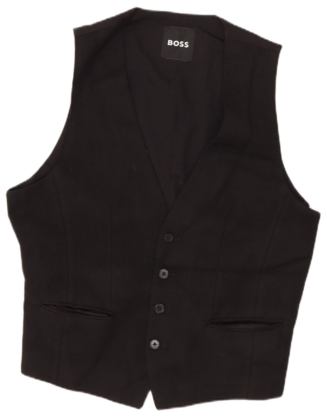 HUGO BOSS Herren Weste IT 46 Kleine schwarze Schurwolle