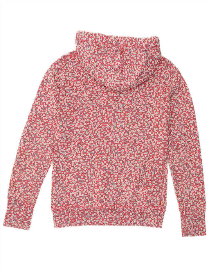 SUPERDRY Damen Kapuzenpullover UK 6 XS rosa geblümte Baumwolle