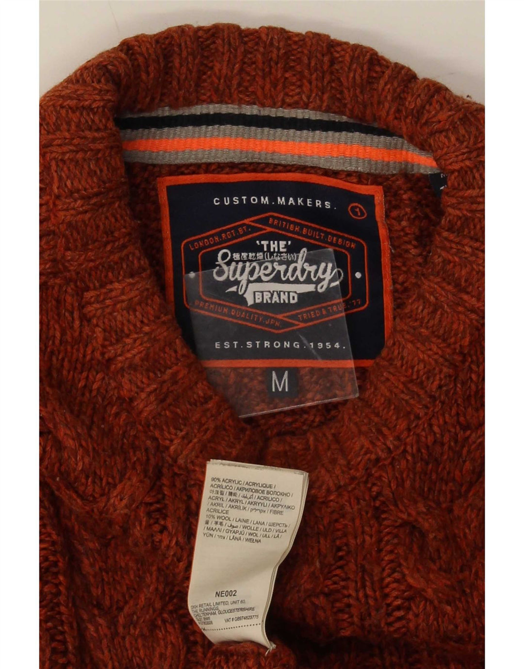 Superdry Herren-Pullover mit Rundhalsausschnitt, Mittelbraun geflecktes Acryl