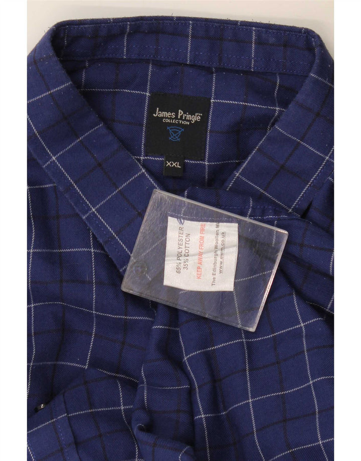 James Pringle Herren Flanellhemd 2XL Marineblau kariert Polyester