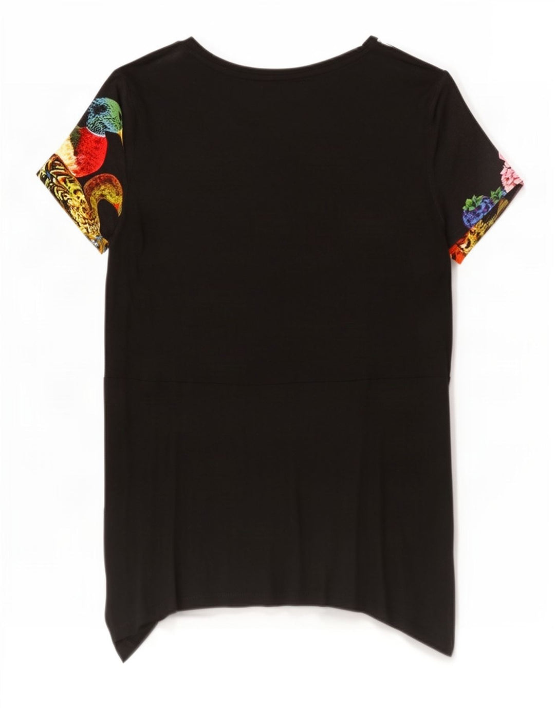 Desigual Womens Peacocks Graphic Tunika Top UK 12 Mittelschwarz geblümt