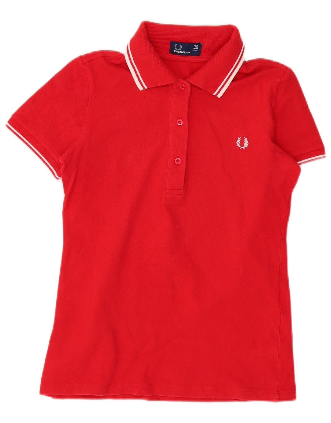 Fred Perry Damen Poloshirt UK 10 Small Rote Baumwolle