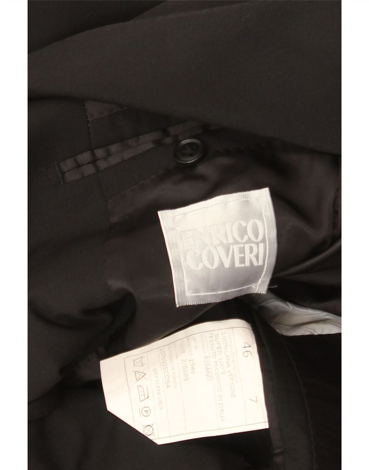 Enrico Coveri Herren-Blazer mit 2 Knöpfen, IT 46, kleine schwarze Wolle