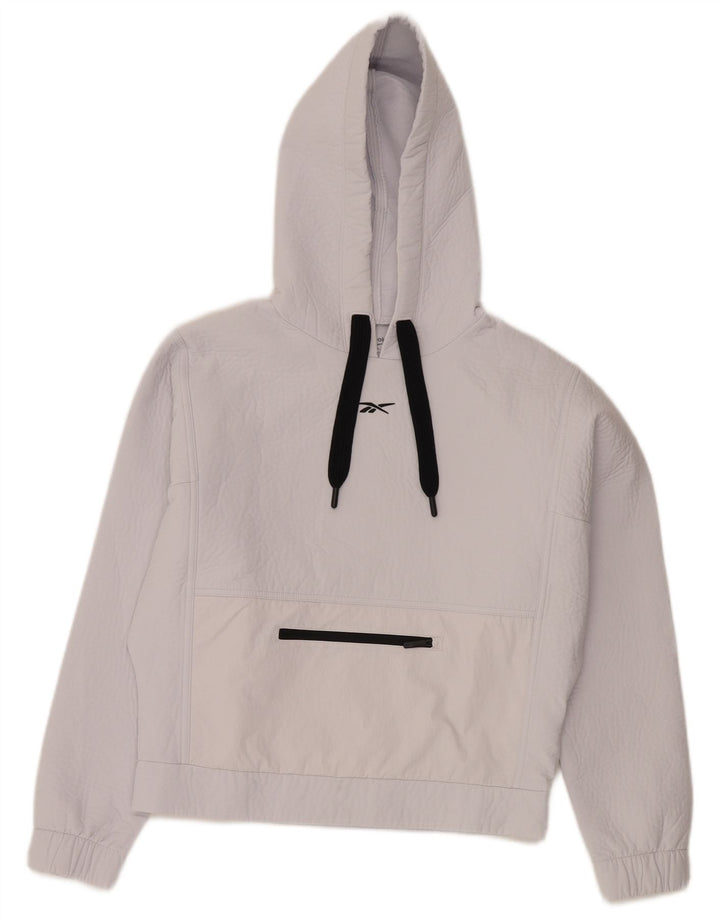 REEBOK Damen Übergroßer Kapuzenpullover UK 4/6 XS Off White Polyester