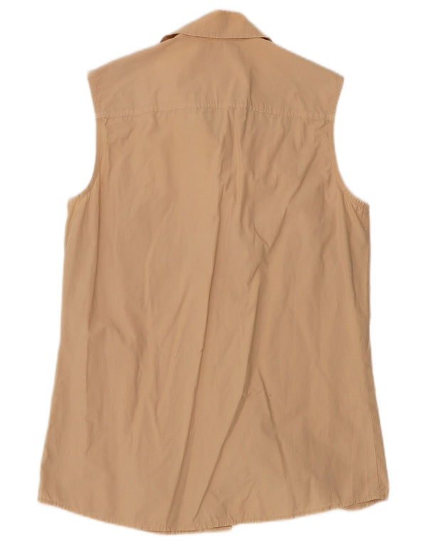 Max Mara Damen Weekend Ärmelloses Hemd UK 10 Small Beige Baumwolle
