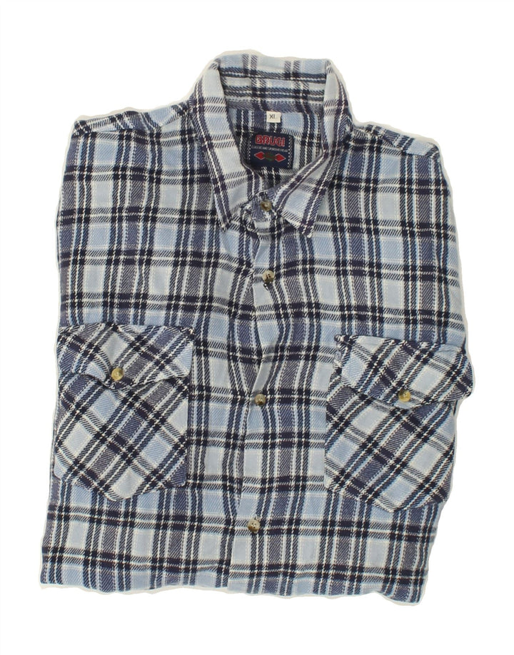 BRUGI Mens Flannel Shirt XL Blue Check Acrylic Vintage Brugi and Second-Hand Brugi from Messina Hembry 