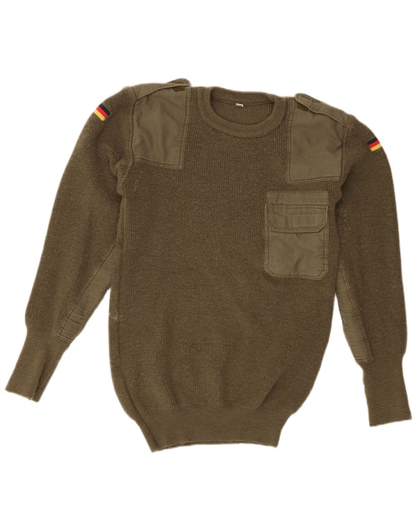 Vintage Herren Militär Pullover mit Rundhalsausschnitt IT 50 Medium Khaki Army