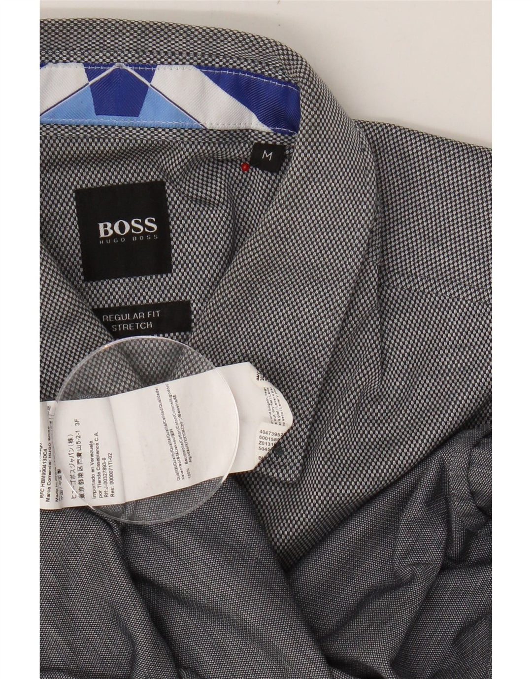 HUGO BOSS Mens Regular Fit Shirt Medium Grey Spotted Cotton Vintage Hugo Boss and Second-Hand Hugo Boss from Messina Hembry 