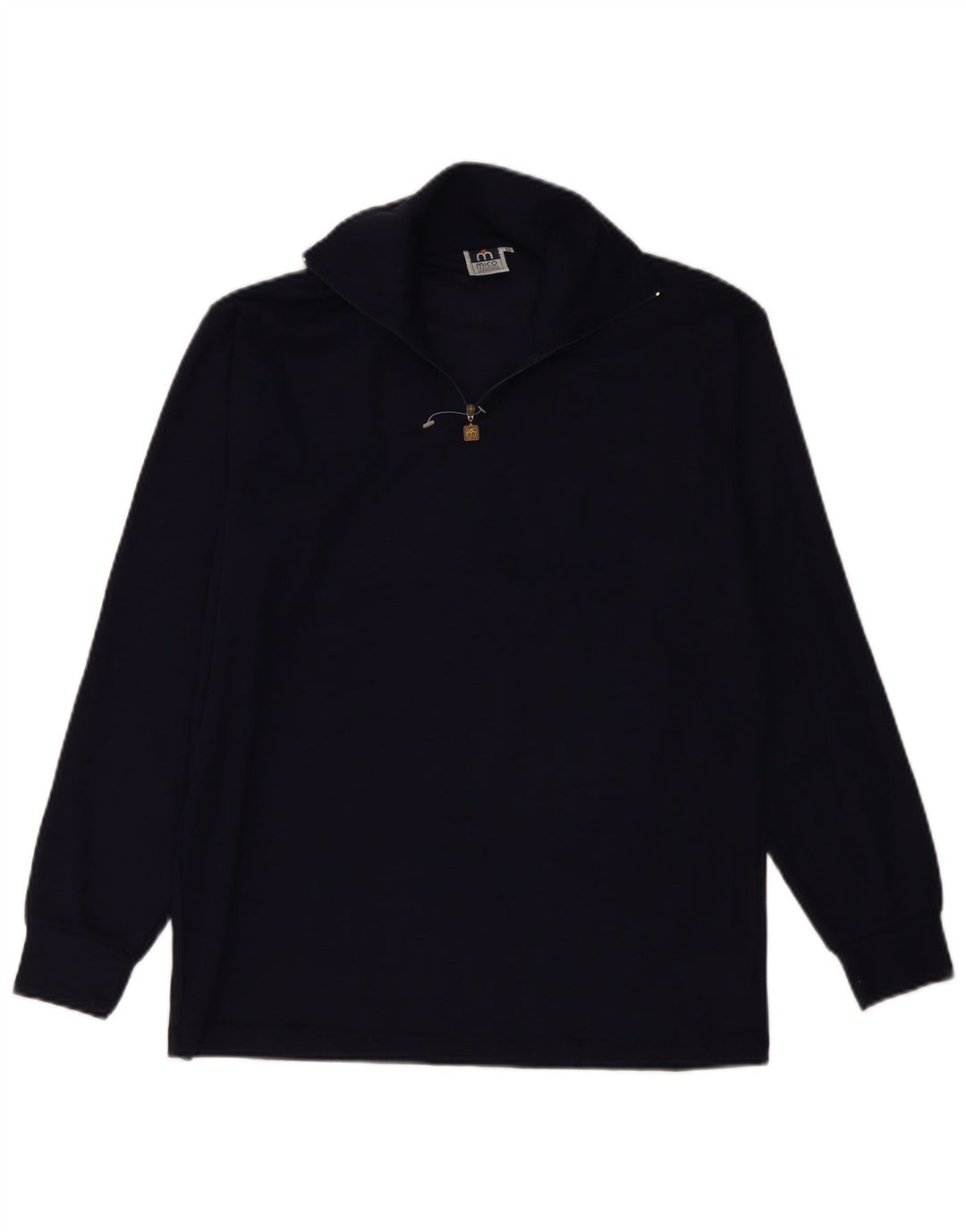 Vintage Herren-Pullover mit Reißverschluss, IT 50, mittlere marineblaue Wolle