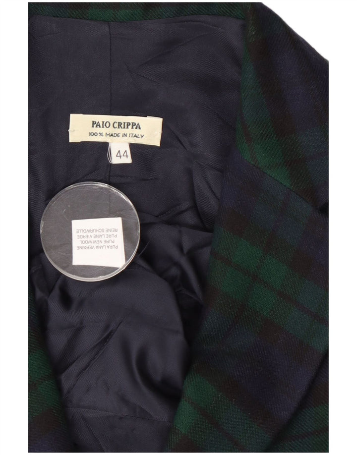 Paio Crippa Damen 2-Knopf-Blazerjacke IT 44 Mittelgrün karierte Schurwolle