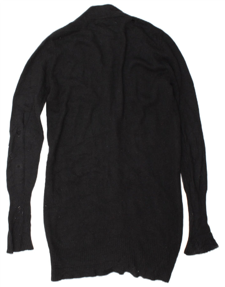 Zara Damen-Longline-Cardigan-Pullover UK 14 Mittelschwarze Seide
