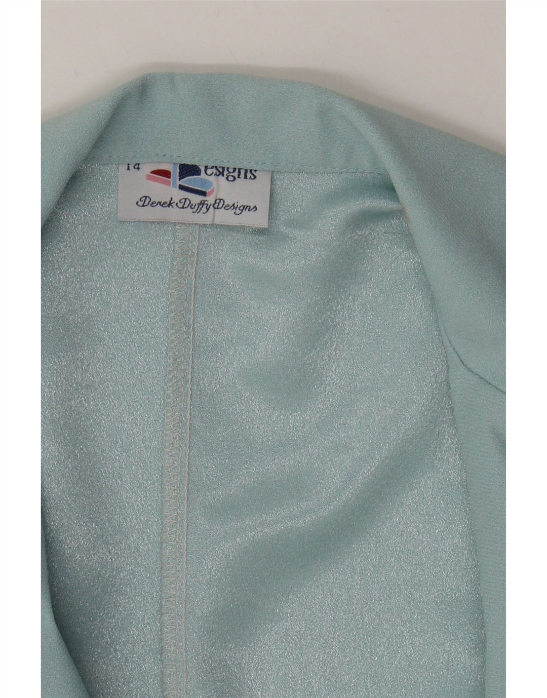 VINTAGE Womens Longline 1 Button Blazer Jacket UK 14 Medium Blue Polyester Vintage Vintage and Second-Hand Vintage from Messina Hembry 