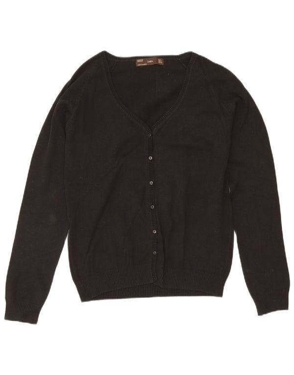 Zara Womens Cardigan Sweater UK 14 Large Black Cotton
