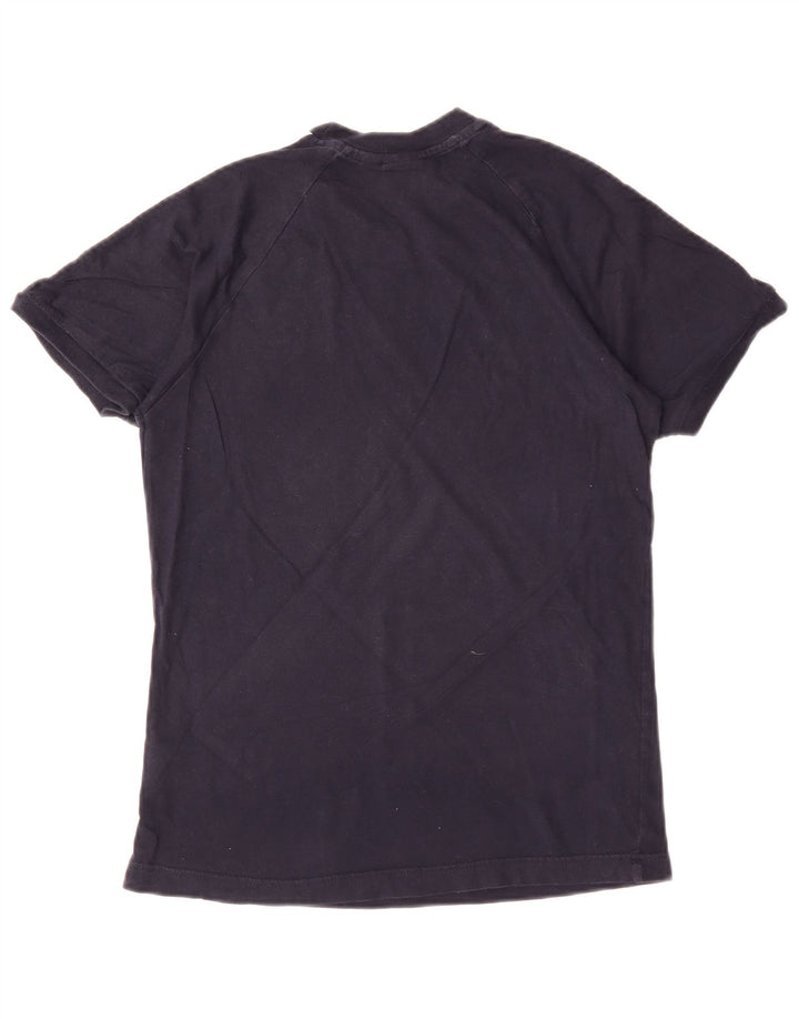 ADIDAS Damen Grafik T-Shirt Top UK 10 Small Marineblau Baumwolle
