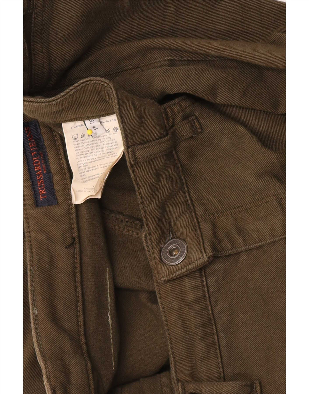 Trussardi Damen Bootcut Jeans W31 L31 Khaki Baumwolle