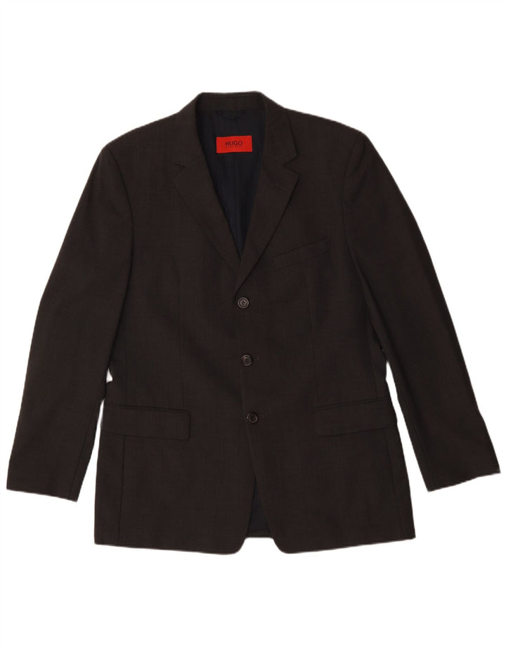 Hugo Boss Herren-Blazer mit 3 Knöpfen, UK 50, große schwarze Wolle