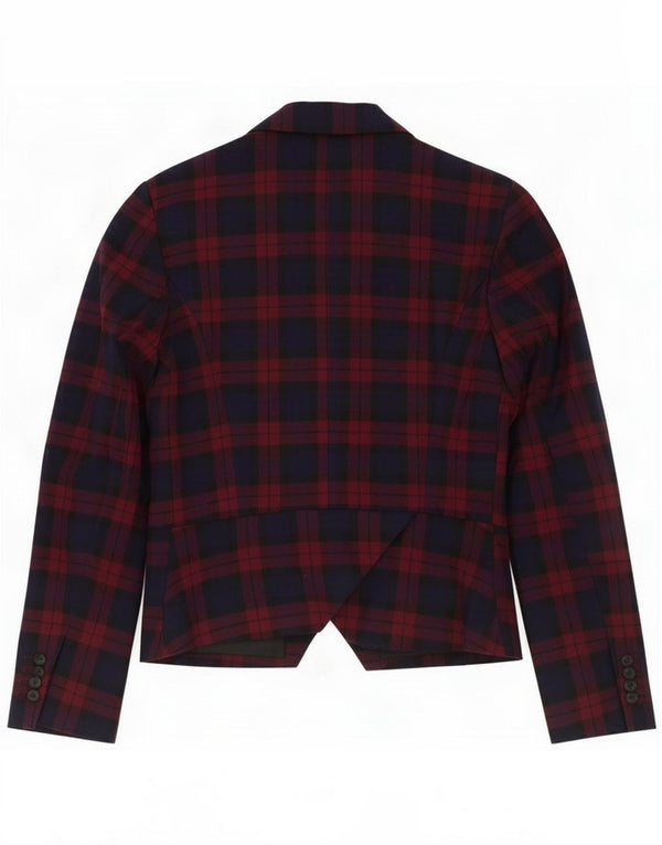 Zara Damen 2-Knopf-Blazerjacke UK 6 XS Marineblau kariert