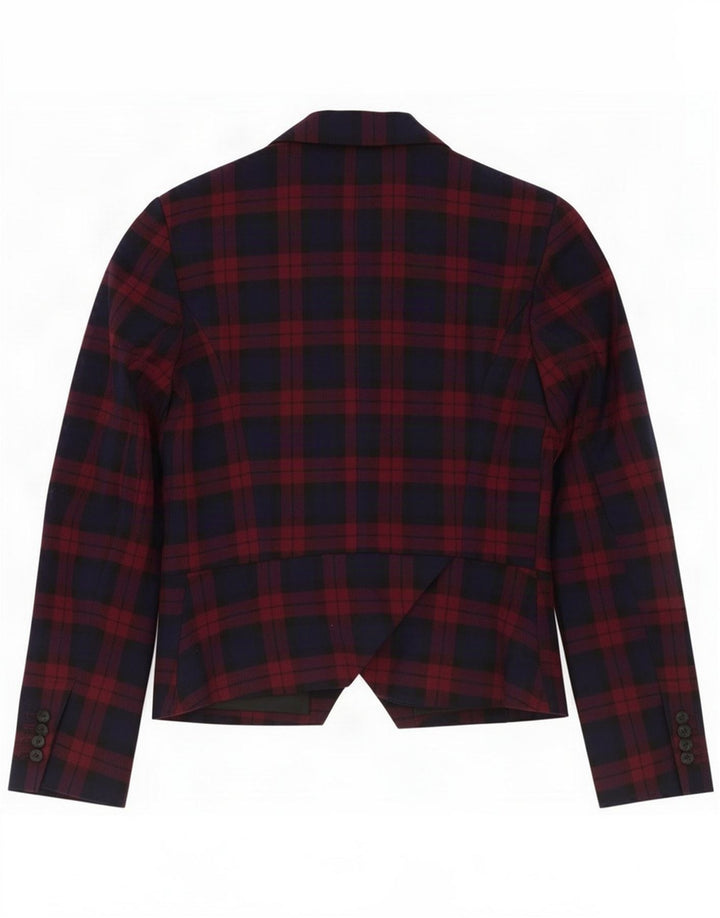 Zara Damen 2-Knopf-Blazerjacke UK 6 XS Marineblau kariert