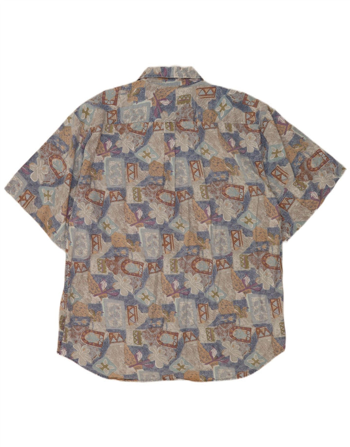 FILA Herren-Kurzarmhemd 2XL aus mehrfarbiger Blumen-Baumwolle