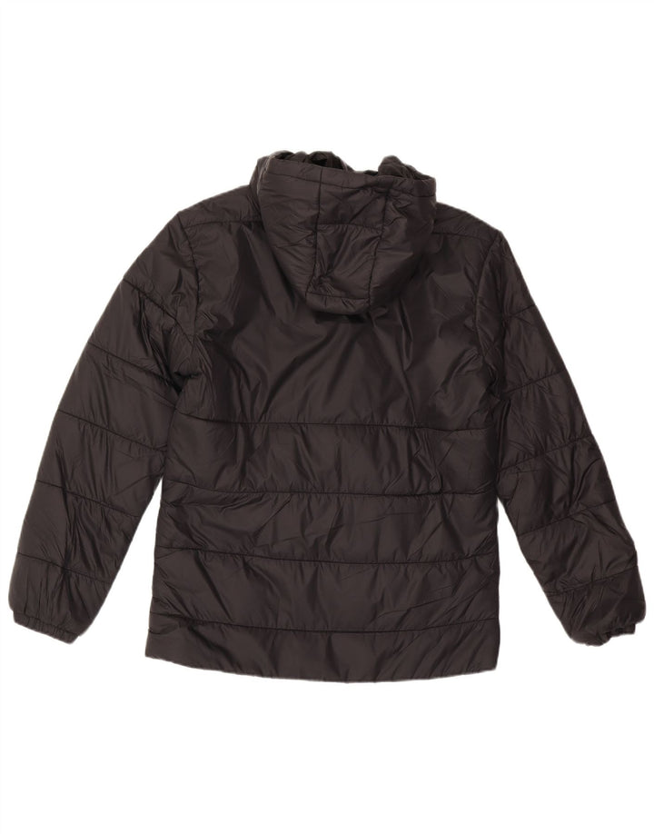 Puma Herren-Jacke mit Kapuze, gepolstert, Größe 36, klein, schwarzes Nylon