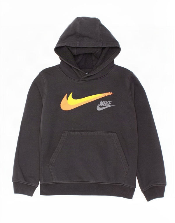 Nike Jungen-Pullover mit grafischem Kapuzenpullover, mittelgroß, schwarze Baumwolle, 5–6 Jahre