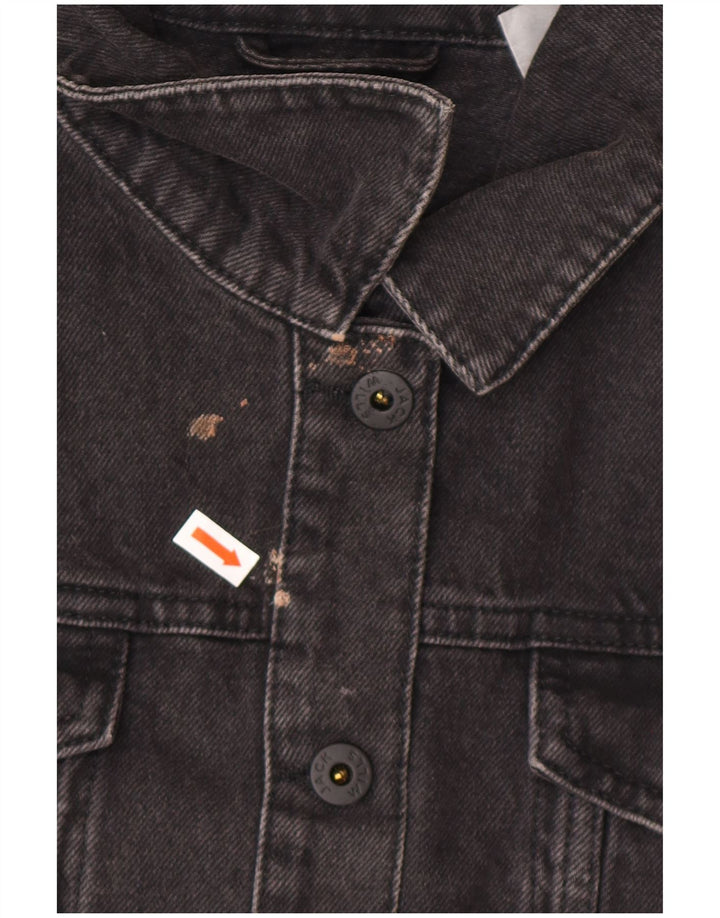 JACK WILLS Damen Übergroße Crop Denim Jacke UK 10 Small Graue Baumwolle