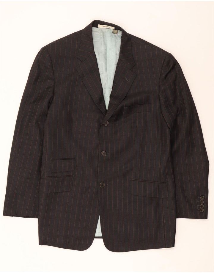 Ted Baker Herren-Blazer mit 3 Knöpfen, EU 42, XL, grau gestreifte Wolle