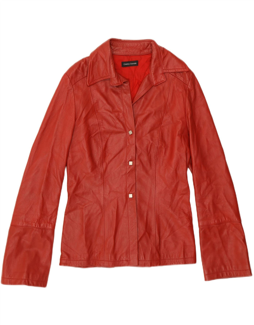 CRISTINA GAVIOLI Womens Leather Jacket UK 14 Medium Red Leather Vintage Cristina Gavioli and Second-Hand Cristina Gavioli from Messina Hembry 