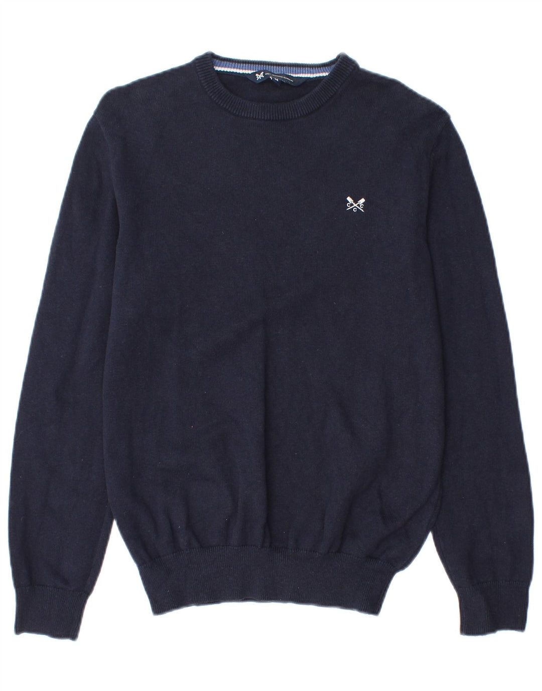 Crew Clothing Herren-Pullover mit Rundhalsausschnitt, mittlere Marineblau-Baumwolle