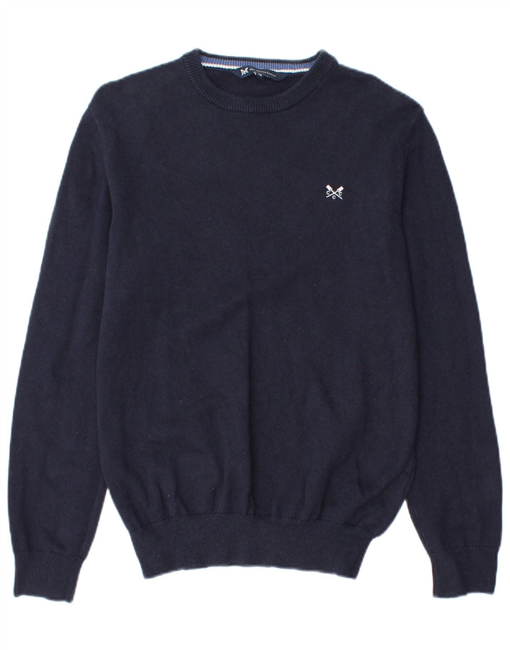 Crew Clothing Herren-Pullover mit Rundhalsausschnitt, mittlere Marineblau-Baumwolle