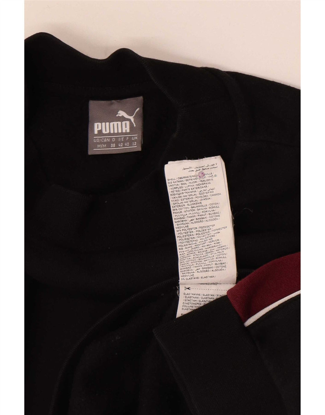 Puma Damen-Sweatshirt-Pullover UK 12 Mittelschwarze Colourblock-Baumwolle