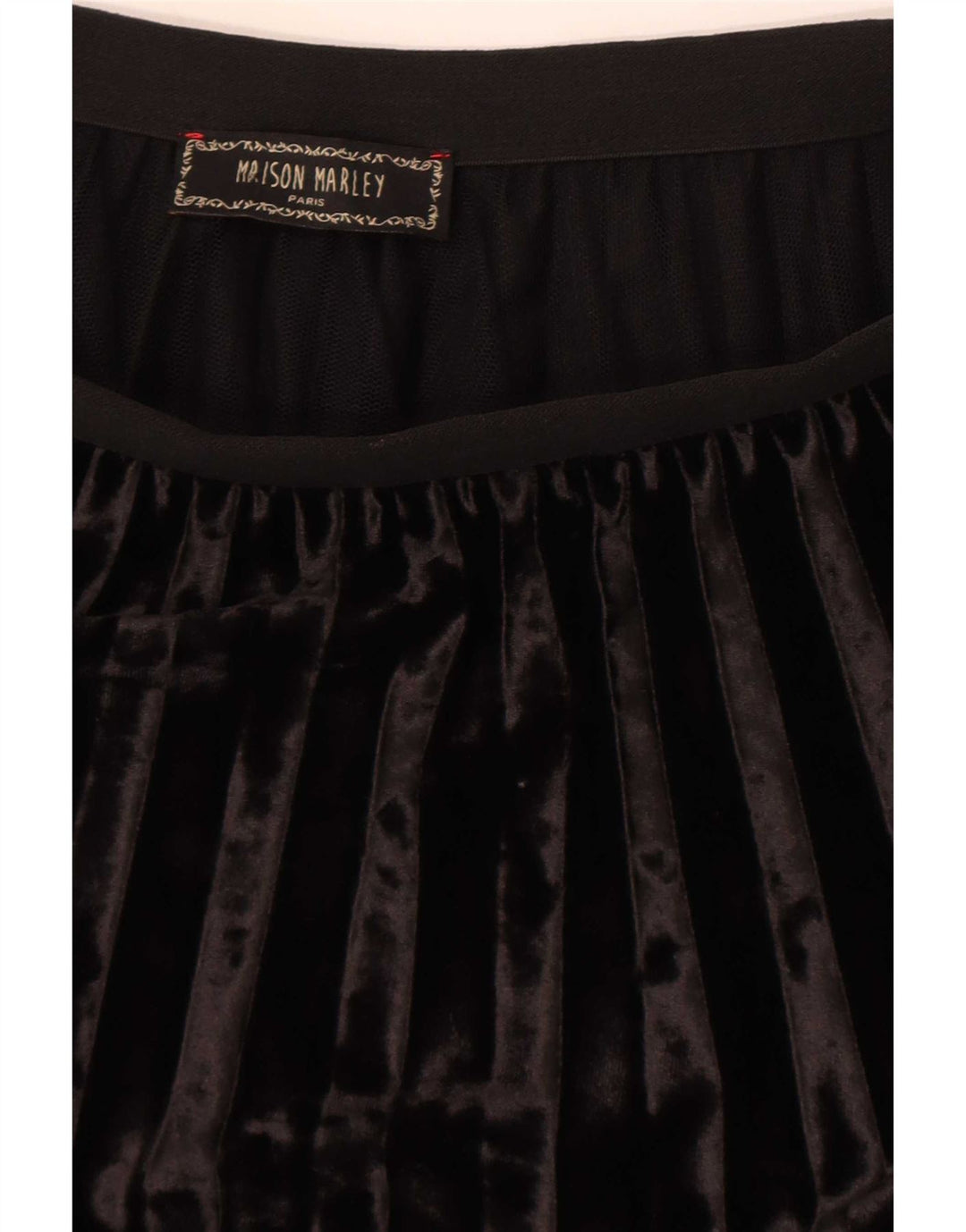 Vintage Damen Samt Faltenrock W28 Medium Schwarz