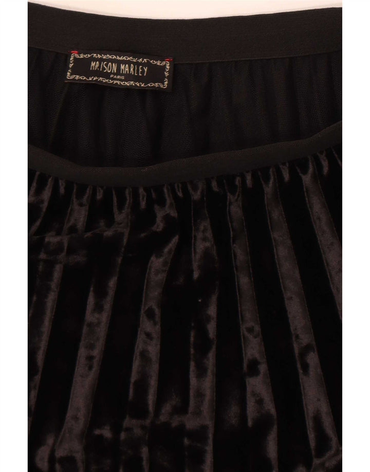 Vintage Damen Samt Faltenrock W28 Medium Schwarz