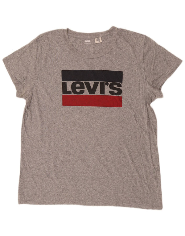 Levi's Damen Grafik-T-Shirt-Oberteil UK 18 XL Grau meliert