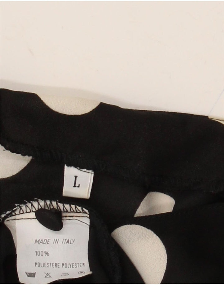 VINTAGE Damen Kurzarm-Hemdbluse UK 16 Large Black Polka Dot