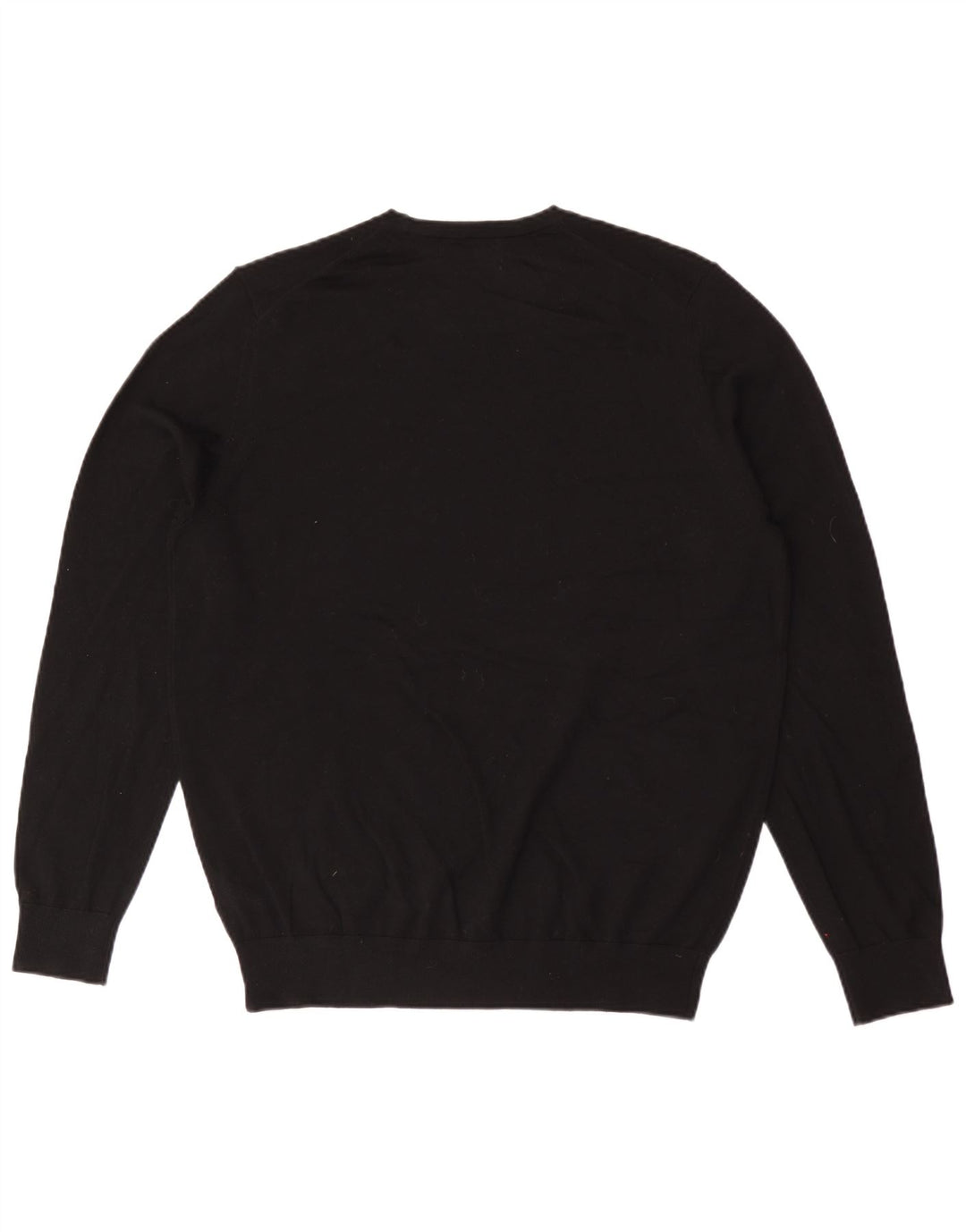Autograph Herren-Pullover mit Rundhalsausschnitt, groß, schwarze Merinowolle