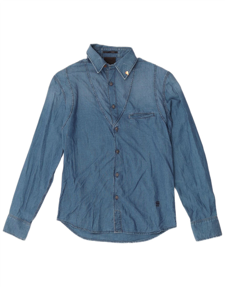 G-Star Herren-Hemd, klein, aus blauer Baumwolle