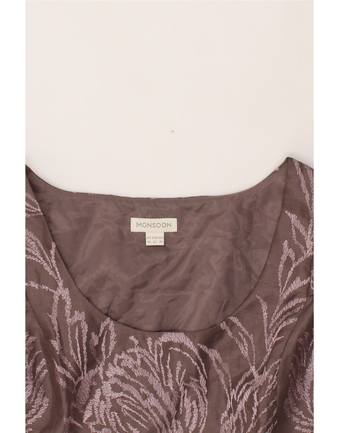 MONSOON Womens Sheath Dress UK 14 Large Grey Floral Polyester Vintage Monsoon and Second-Hand Monsoon from Messina Hembry 