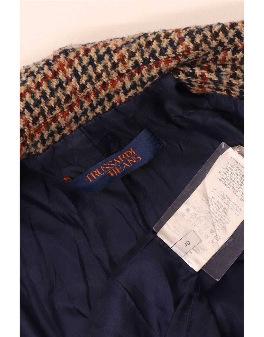 Trussardi Jeans Damenmantel IT 40 Small Mehrfarbige Hahnentrittwolle